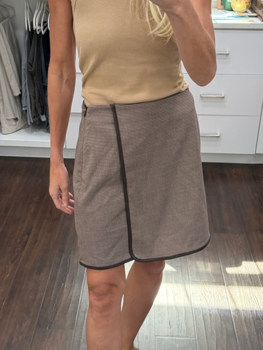 LOFT Classic Houndstooth Wrap Skirt 0